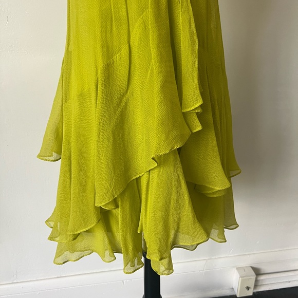 BCBG Beaded Lime Green Mini Ruffle Dress - Picture 8 of 10